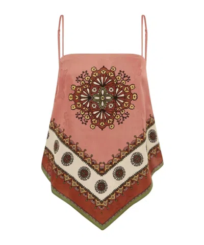 Alemais Contina Printed Satin-jacquard Top In Brown