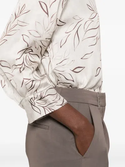 Peserico Beige Blouse Leaf Pattern Blouse In White