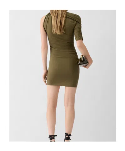 Jacquemus Asymmetric Green Mini Dress With Gathered Details In Green