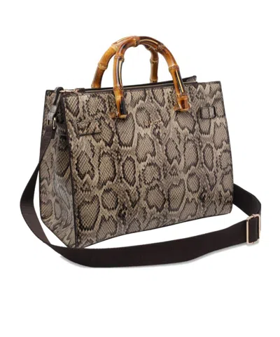 Liu •jo Logo Python-print Tote Bag In Brown