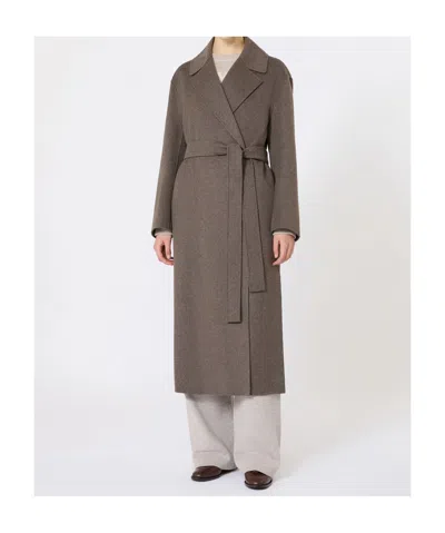 Max Mara Wool Robe Coat In Brown