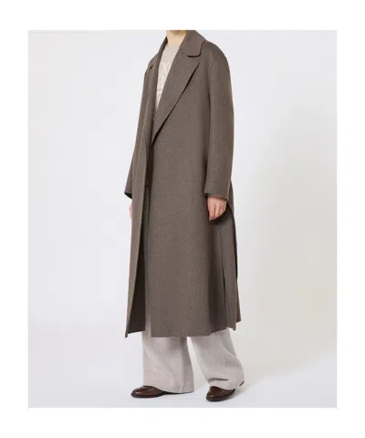 Max Mara Wool Robe Coat In Brown