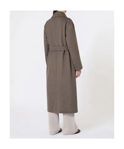 Max Mara Wool Robe Coat In Brown