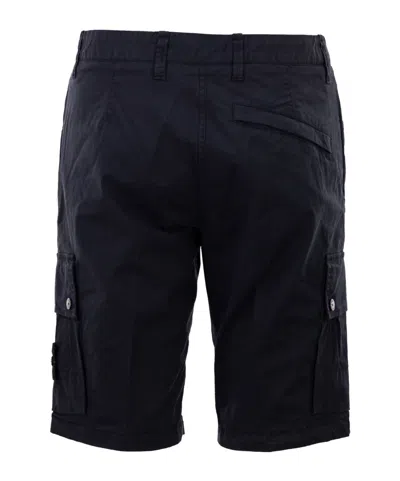 Stone Island Old Effect Cotton Cargo Bermuda Shorts Clothing In Black