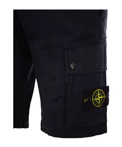 Stone Island Old Effect Cotton Cargo Bermuda Shorts Clothing In Black
