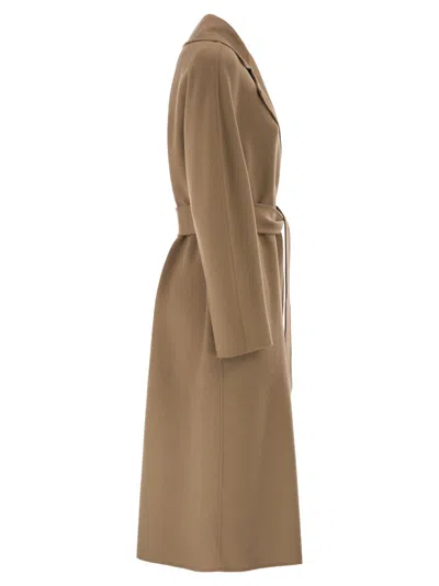 Max Mara Studio Mstcles Belted Kimono-sleeve Coat In Brown