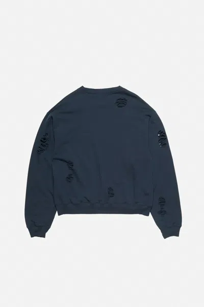 Acne Studios Distressed Logo Sweatshirt In Blue