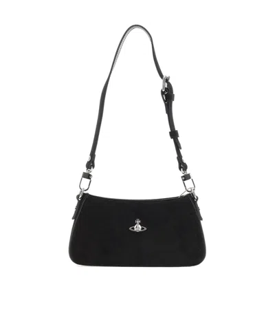 Vivienne Westwood Tasha Shoulder Phone Bag Faux Leather Black-3d-orb