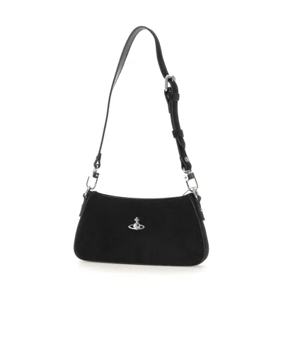 Vivienne Westwood Tasha Shoulder Phone Bag Faux Leather Black-3d-orb