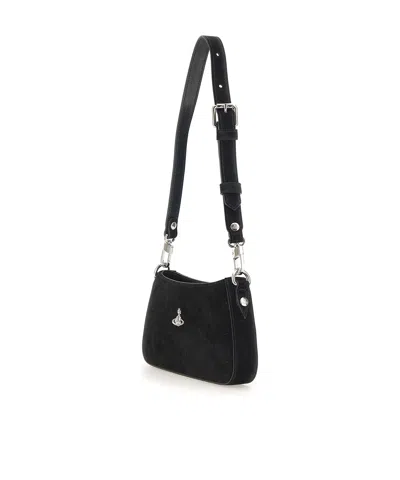 Vivienne Westwood Tasha Shoulder Phone Bag Faux Leather Black-3d-orb