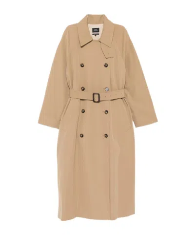 A.p.c. A. P.c. Belted Double-breasted Trench Coat In Neutral