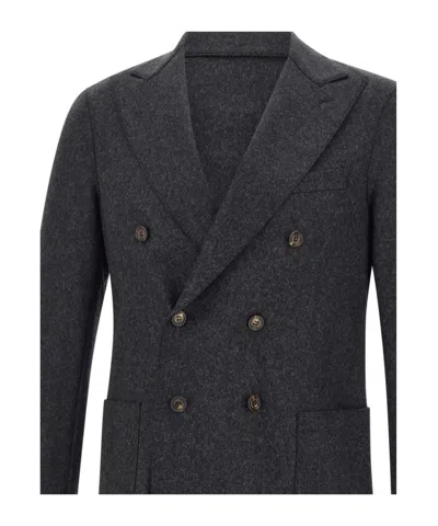 Eleventy Double-breasted Blazer In Black