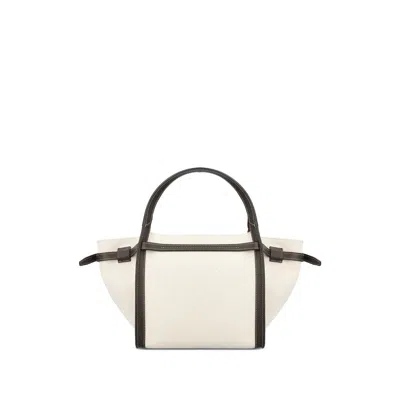 Tod's White Tote Bag With Front Leather Buckled Belt In Cotton Blend Woman