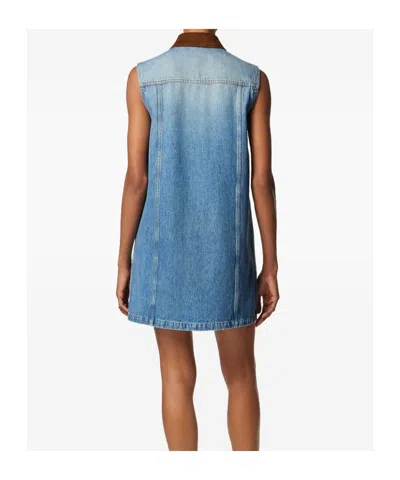 Versace Women Blue Sleeveless Buttoned Mini Dress, M Luxury Dresses For Women Darveys
