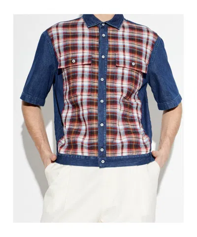 Dsquared2 Plaid Patchwork Design Shirt In Multi