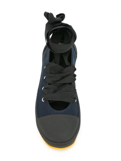 Shop Marni Lace Up Ballerina Sneakers - Blue
