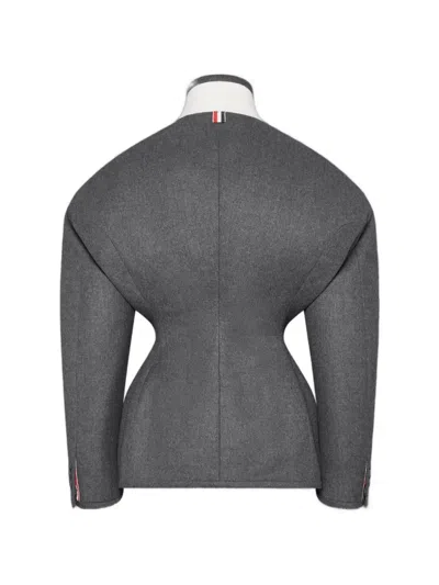 Thom Browne Solid Wool Flannel Cocoon Sportcoat In Gray