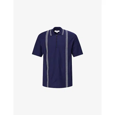 Palmes Panel Zip Polo In Blue