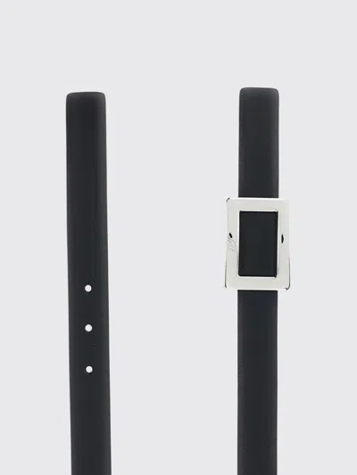 Roger Vivier Black Belt With Rectangular Silver Buckle In Black