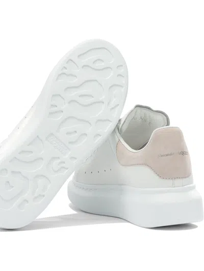 Alexander Mcqueen Women White Low Top Sneakers With Logo Lettering On Tongue And Heel In Leather Wom