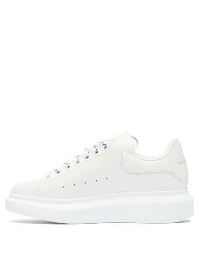 Alexander Mcqueen White Low Top Sneakers With Logo Lettering On Tongue And Heel In Leather Woman