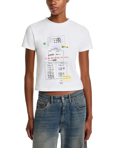 Mm6 Maison Margiela Stretch Cotton T Shirt Short Sleeves Print In White
