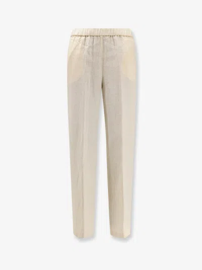 Aspesi Drawstring Linen Pants In Neutral
