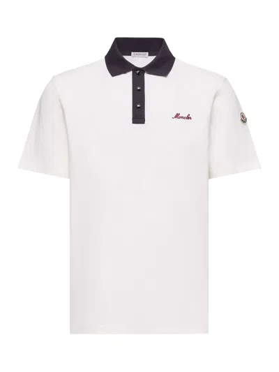 Moncler Embroidered Logo Cotton Pique Polo Shirt Clothing In Nude