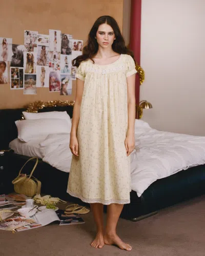 My Mum Made It Lucienne Cotton Gown In Yellow