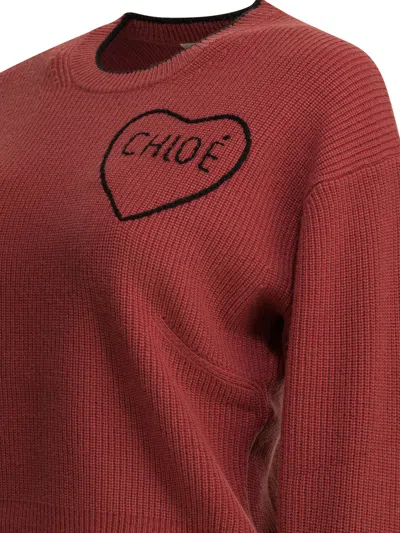 Chloé Short And Fitting Pullover With Wool Logo In Multi
