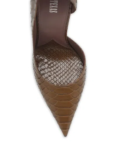Paris Texas Vera 105 Coffee-colored Leather Pumps With Python-effect In Brown