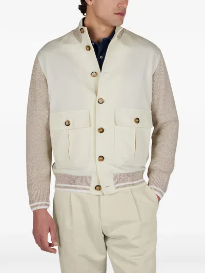 Paul & Shark Bomber In Linen And Cotton In Neutral