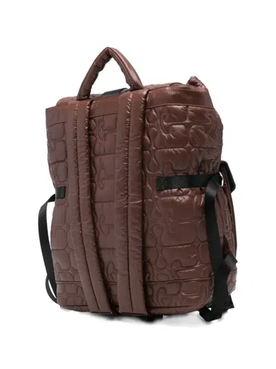 Ganni Quilted-design Backpack In Brown