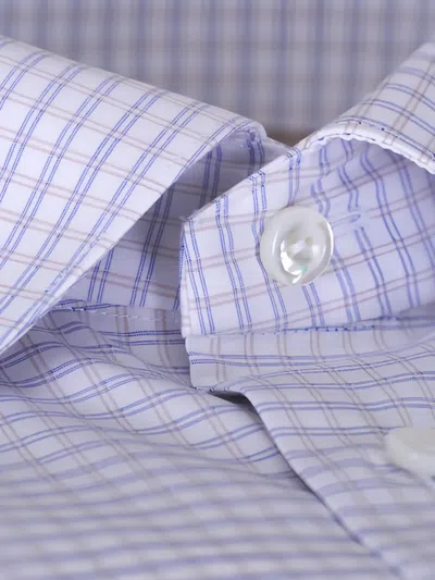 格纹扣角领衬衫