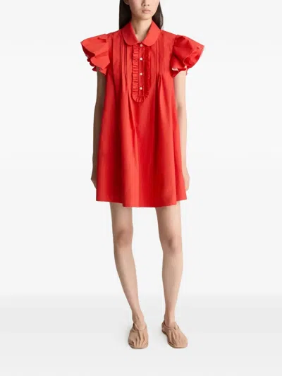 Lee Mathews Charlotte Ruffled Mini Dress In Red