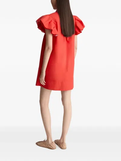 Lee Mathews Charlotte Ruffled Mini Dress In Red