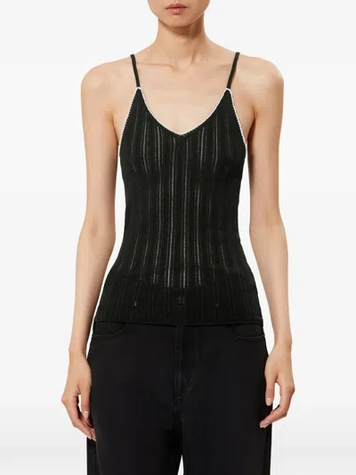 Isabel Marant India Strappy Silk And Cotton Knit Sweater In Black