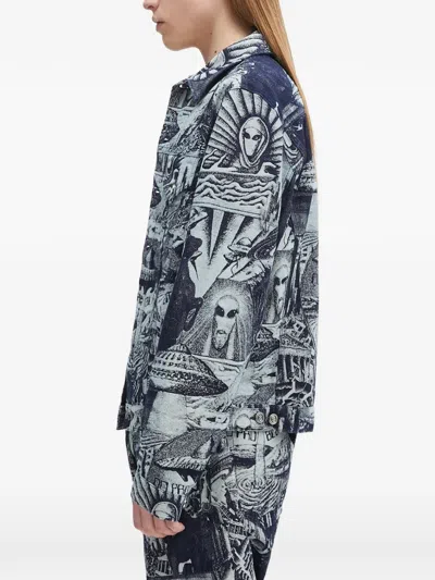 Aries Graphic-pattern Shirt Jacket In Blue