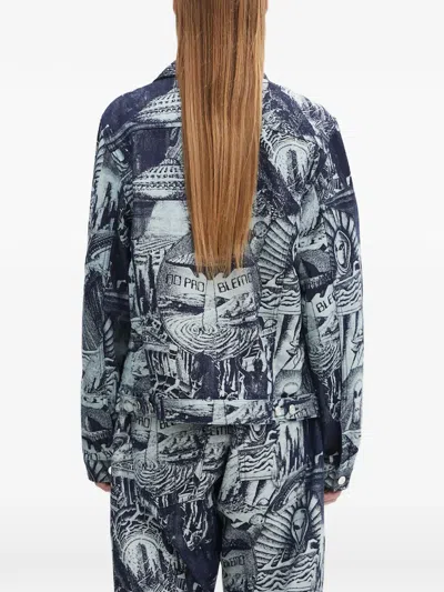 Aries Graphic-pattern Shirt Jacket In Blue