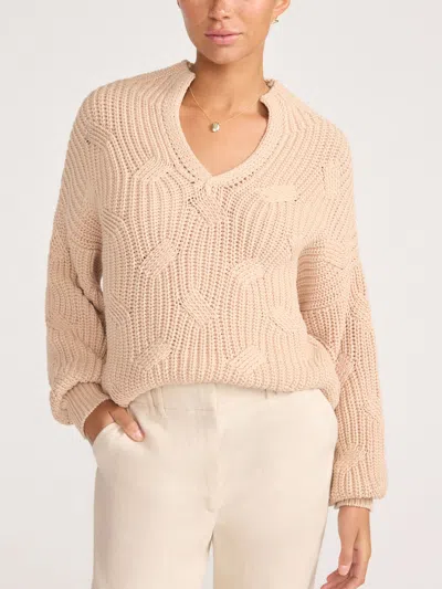 Brochu Walker The Grayson Cable Pullover In Brown