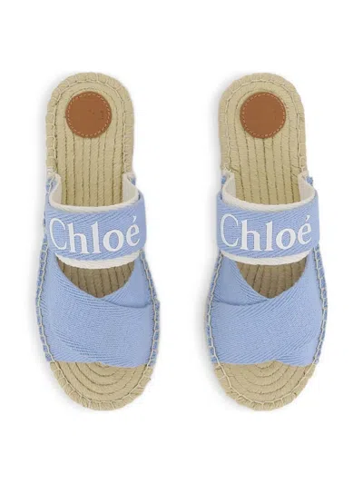 Chloé Kids Logo Espadrille Sandals In Blue