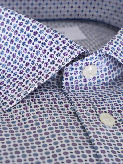Eton Patterned Collared Shirt In Blue