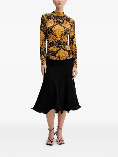 Farm Rio Floral-pattern T-shirt In Black