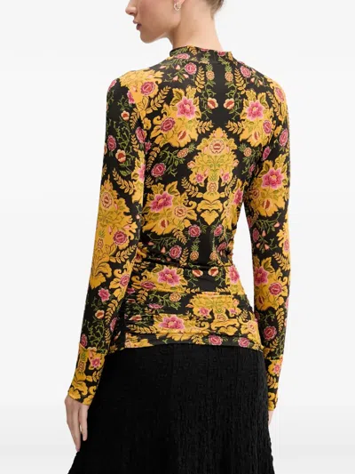 Farm Rio Floral-pattern T-shirt In Black