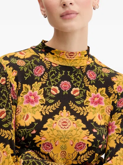 Farm Rio Floral-pattern T-shirt In Black