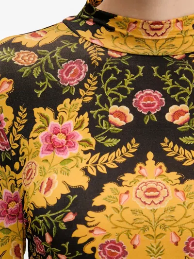 Farm Rio Floral-pattern T-shirt In Black