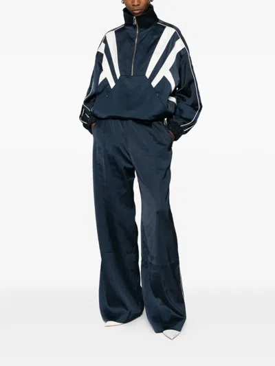 Gestuz Drawstring Stripe Trousers In Blue