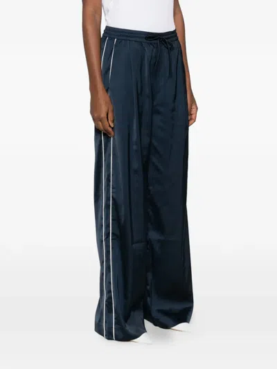 Gestuz Drawstring Stripe Trousers In Blue