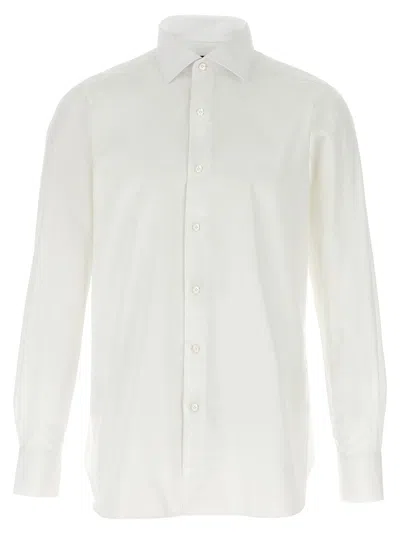 Finamore 1925 Timeless White Button-down Shirt With Structured Collar In White