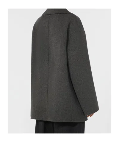Max Mara Wool Drap Double-breasted Jacket In Gray